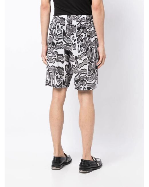 Edward Crutchley Gray Abstract-Pattern Silk Shorts for men