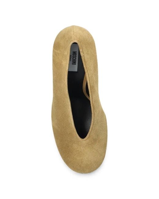 Moschino Metallic Suede V-Cut Pumps