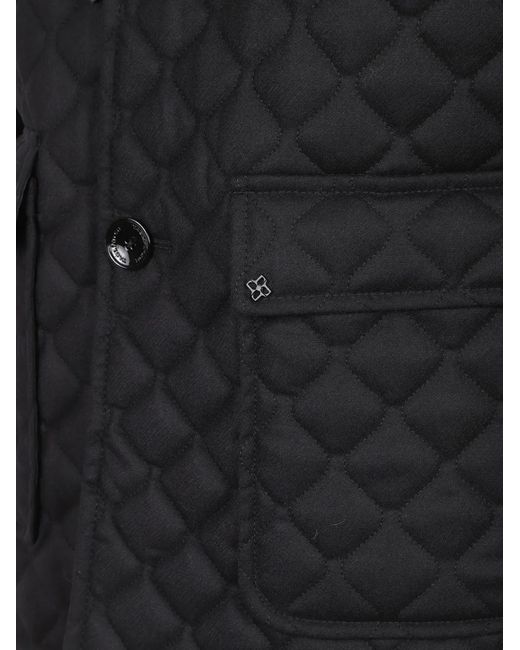 Tagliatore Black Quilted Button-Up Jacket for men