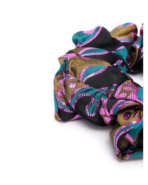 LaDoubleJ Blue Giga Abstract-Pattern Scrunchie