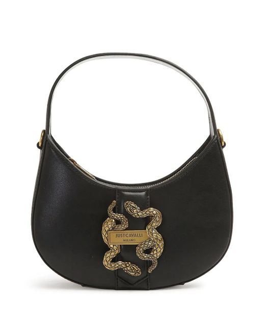 Just Cavalli Black Logo-Buckle Tote Bag