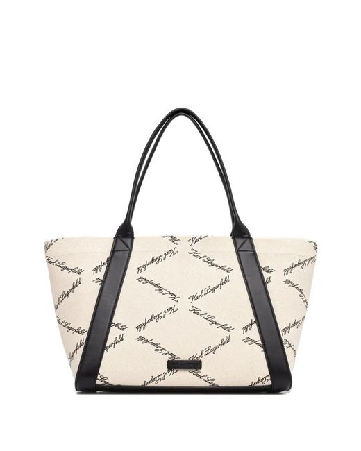 Karl Lagerfeld Natural K/Ville Logo-Print Tote Bag