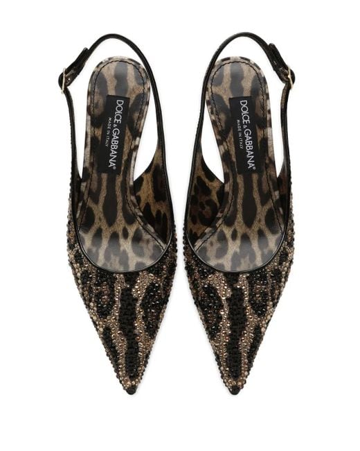 Dolce & Gabbana Metallic Leopard-Print Slingback Pumps
