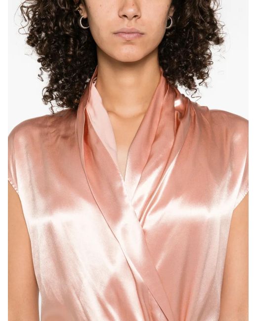 Alberta Ferretti Pink Satin Wrap Top
