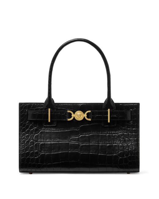 Bolso shopper Medusa 95 con efecto de piel de cocodrilo Versace de color Black