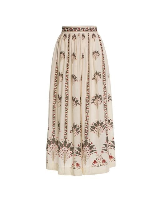 Agua Bendita Natural Tangelo Andes Floral-Print Maxi Skirt