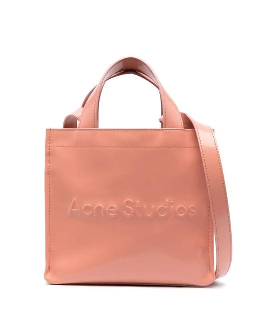 Acne Pink Mini Logo-Embossed Tote Bag