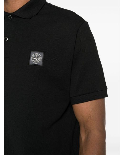 Stone Island Poloshirt Met Compass-logopatch in het Black voor heren