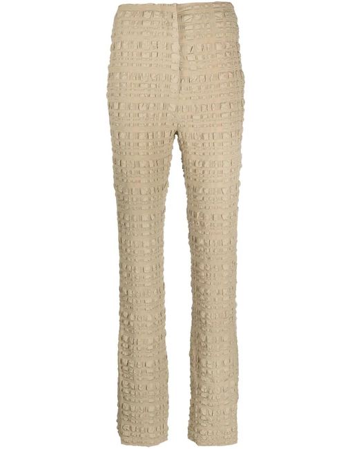 Nanushka Natural Juna Seersucker Slim-Fit Trousers