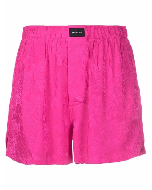 Balenciaga Pink Logo-Patch High-Waisted Shorts