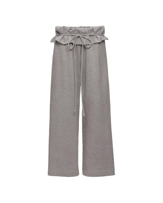 Magda Butrym Gray Ruffled Drawstring-Waist Track Pants