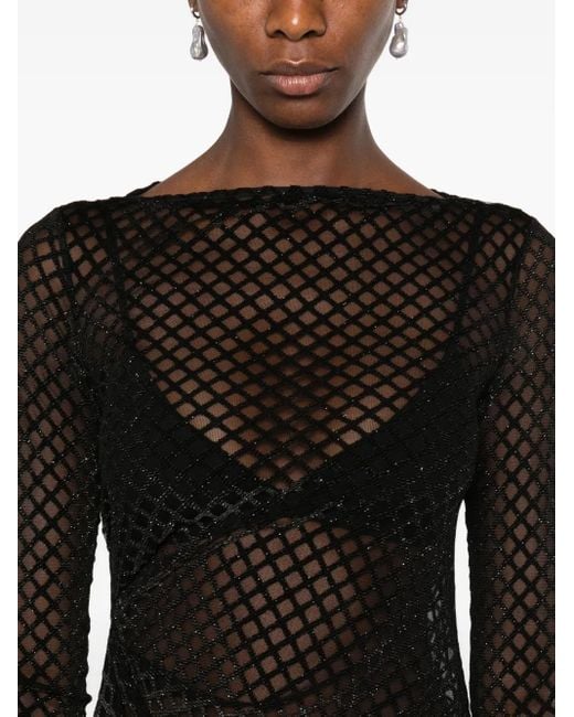 Patrizia Pepe Black Minikleid in Netz-Optik