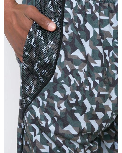 Amir Slama Gray Geometric Mesh-Paneled Cotton Track Shorts for men