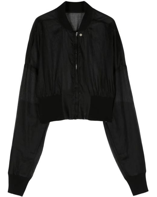 Rick Owens Black Flight Semi-Sheer Bomber Jacket