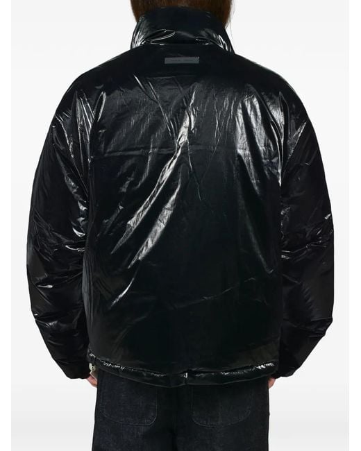 Essentials Black Logo-Print Puffer Jacket for men