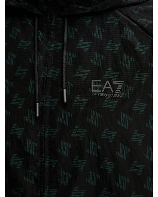 Chaqueta Con Motivo Y Capucha EA7 de hombre de color Black