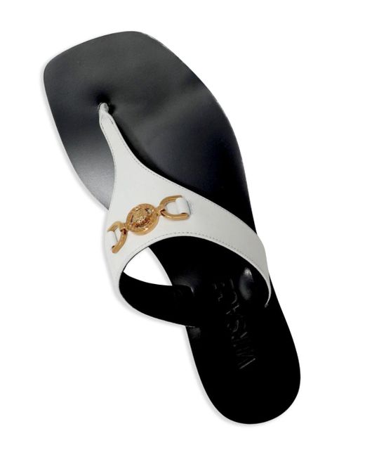 Versace White Medusa '95 Leather Flip Flops