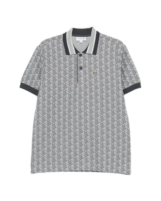 Lacoste Gray Monogram-Pattern Polo Shirt for men