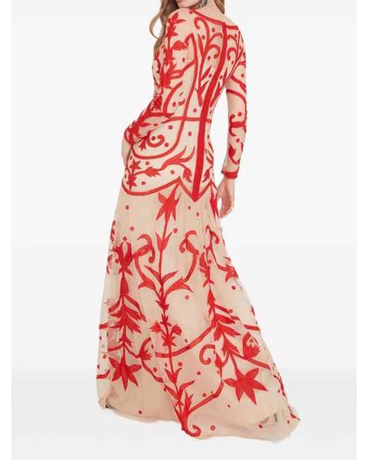 Temperley London Francine Embroidered Long-Sleeve Gown