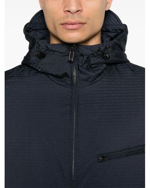 Chaqueta con logo en jacquard Emporio Armani de hombre de color Blue