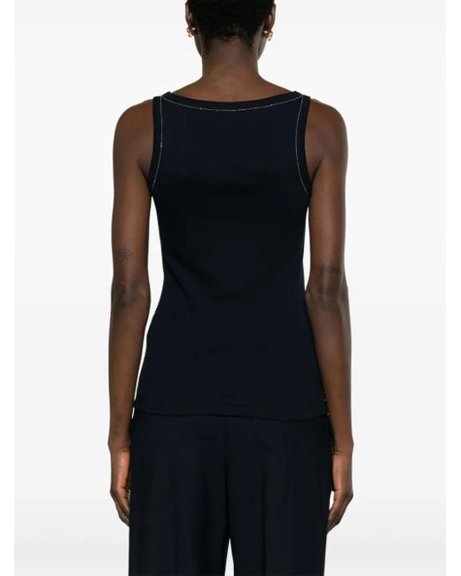 Fabiana Filippi Black Ribbed Cotton Sleeveless Top