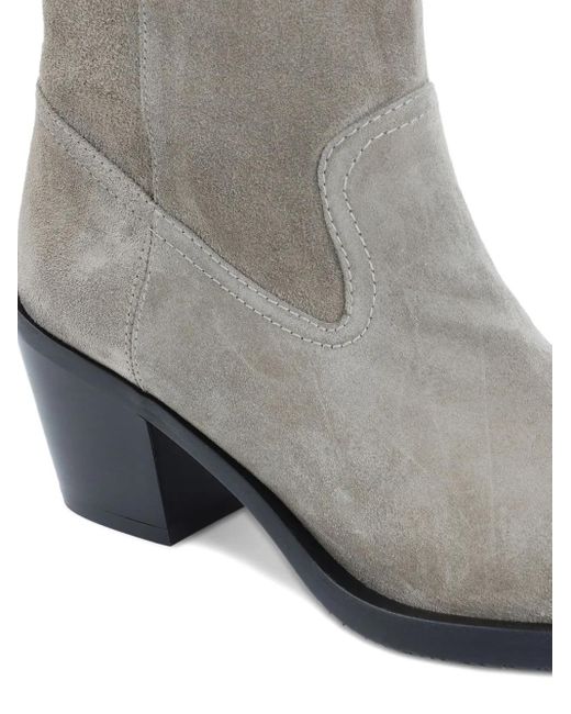 Stuart Weitzman 60 Mm Suède Laarzen Met Western-Stij, Puntige Neus En Hak in het Gray