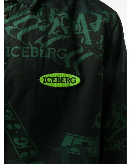 Iceberg Green Logo-Print Shirt for men