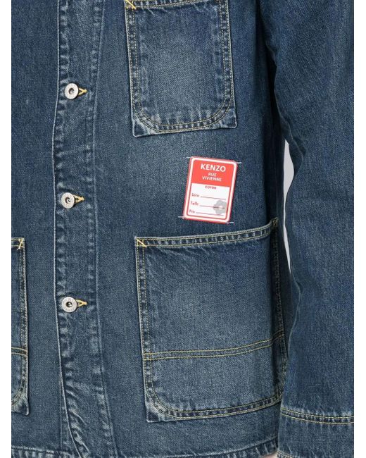 Veste En Jean À Patch Logo KENZO pour homme en coloris Blue