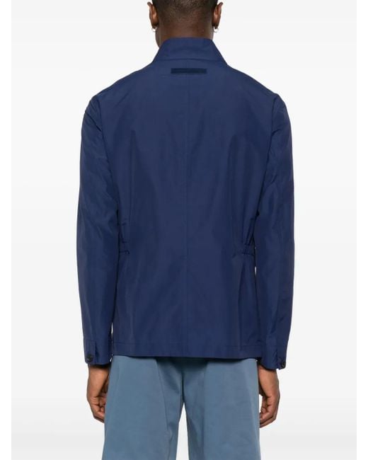 Zegna Blue Textured Shirt Jacket for men