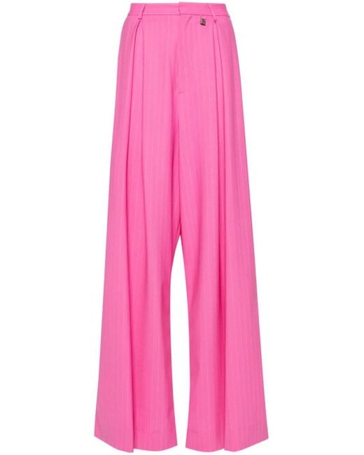 Pantaloni svasati gessati di GIUSEPPE DI MORABITO in Pink