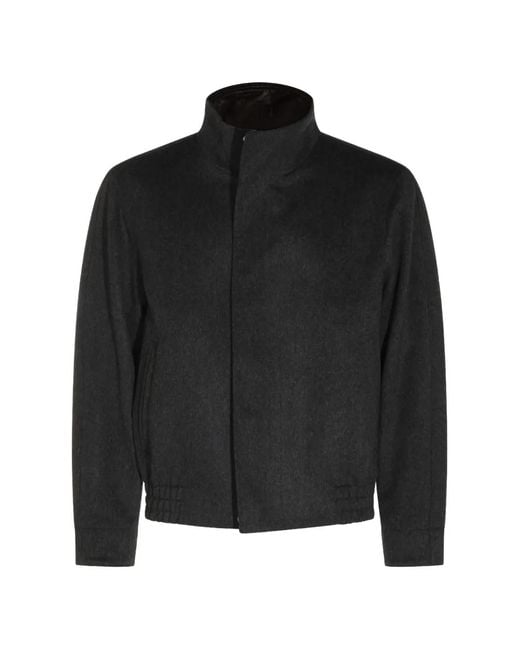 Lardini Black Virgin Wool High-Neck Jacket for men