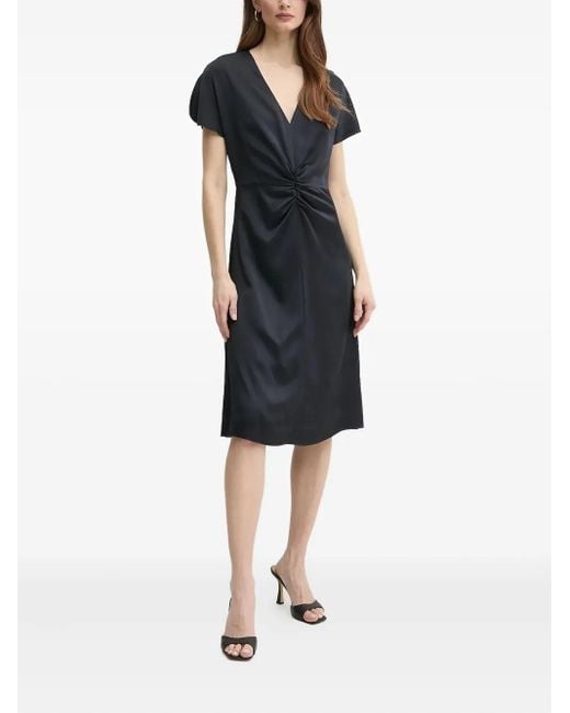 Boss Black Gerafftes Dulania Midikleid Mit V-Ausschnitt