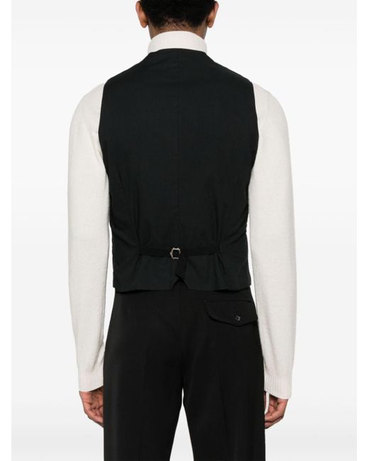 Tagliatore Black Velvet Panelled Waistcoat for men