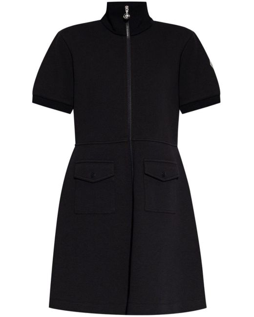 Moncler Black Pikee-Kleid in A-Linie