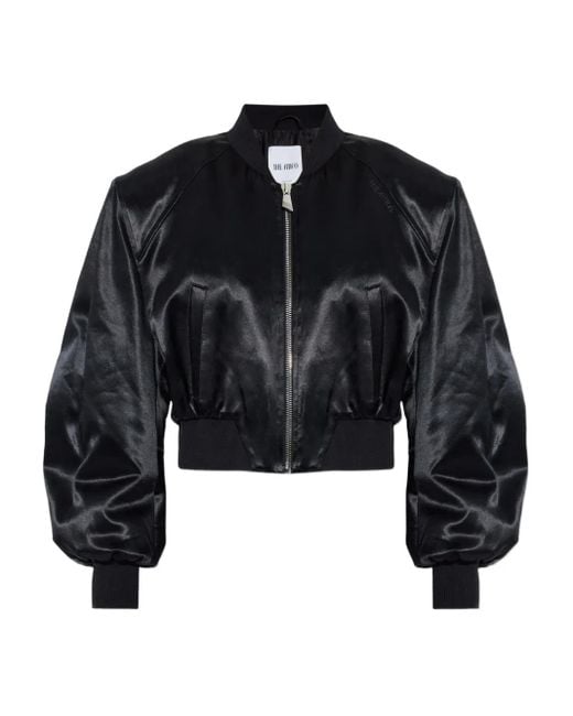 The Attico Black Zip-Up Bomber Jacket