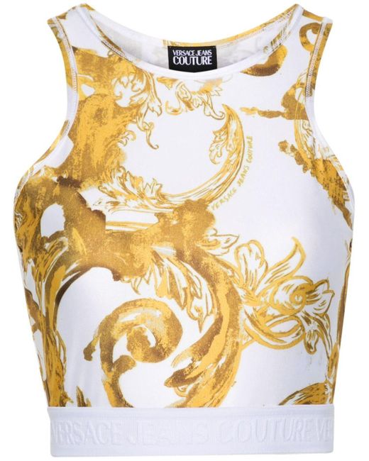 Versace Metallic Watercolour Couture Cropped-Top