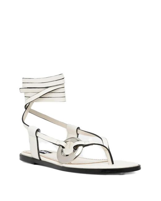 Alohas White Morosia Leather Ankle-Tie Sandals