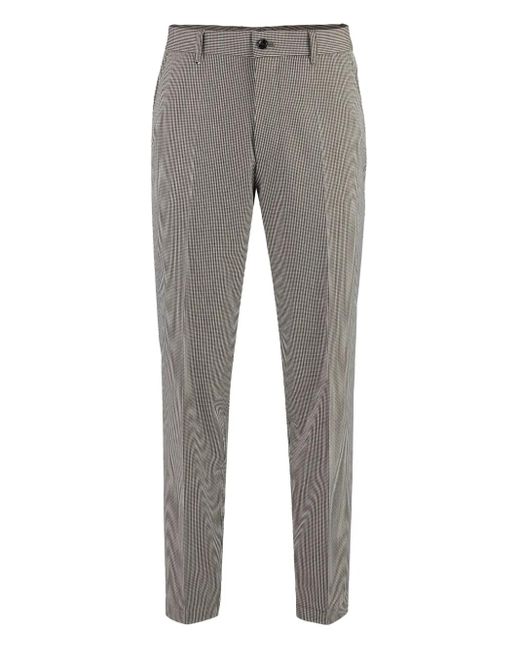 Boss Gray Houndstooth-Pattern Trousers for men