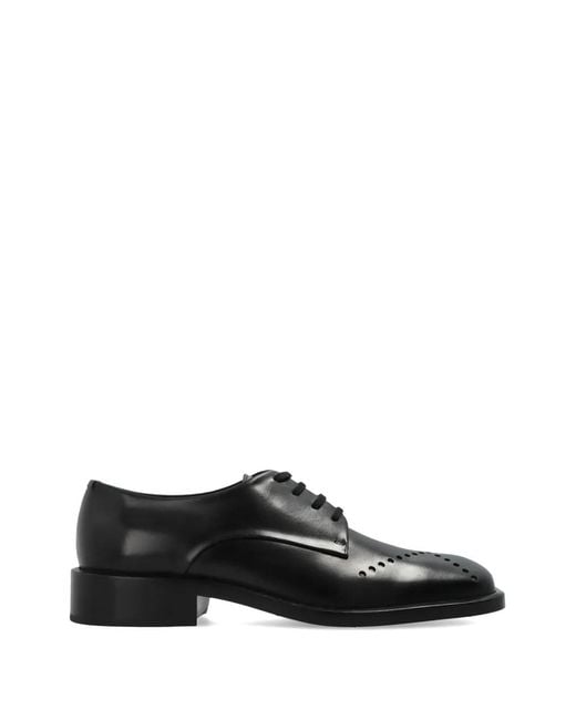 Jil Sander Black Perforated Leather Derby Shoes