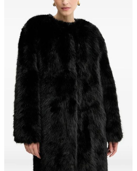 Abrigo de piel artificial con botones Silvian Heach de color Black