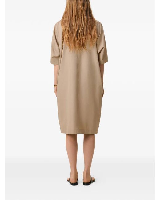 AMI Natural Cotton Stand Up Collar Buttoned Dress
