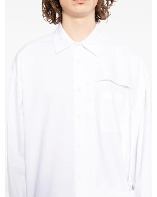 Moohong White Cutout Long-Sleeve Shirt for men