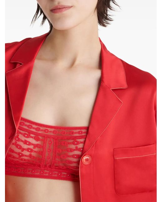 Eres Red Silk Cuban Collar Shirt