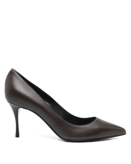 Sergio Rossi Black Pointed-Toe Leather Pumps
