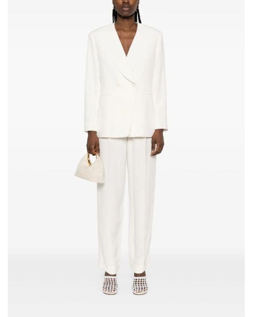 A.M.G White Double-Breasted Blazer