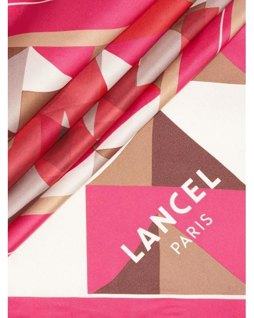 Lancel Red Labyrinth Silk Scarf