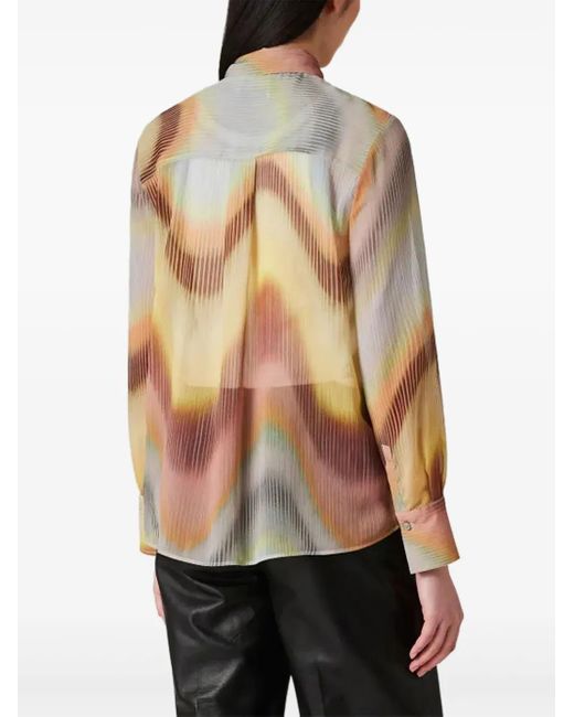Paul Smith Yellow Gradient Wave-Print Georgette Shirt