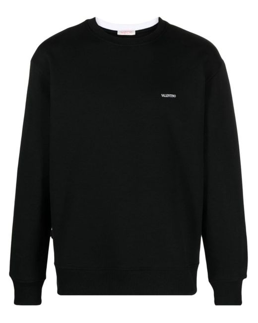 Valentino Garavani Black Logo-print Cotton Sweatshirt for men