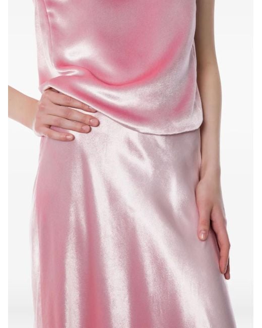 Alberta Ferretti Mouwloze Top Met Satijnen Effect in het Pink