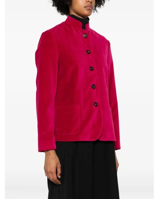ROSSO35 Red Velvet Patch-Pocket Jacket